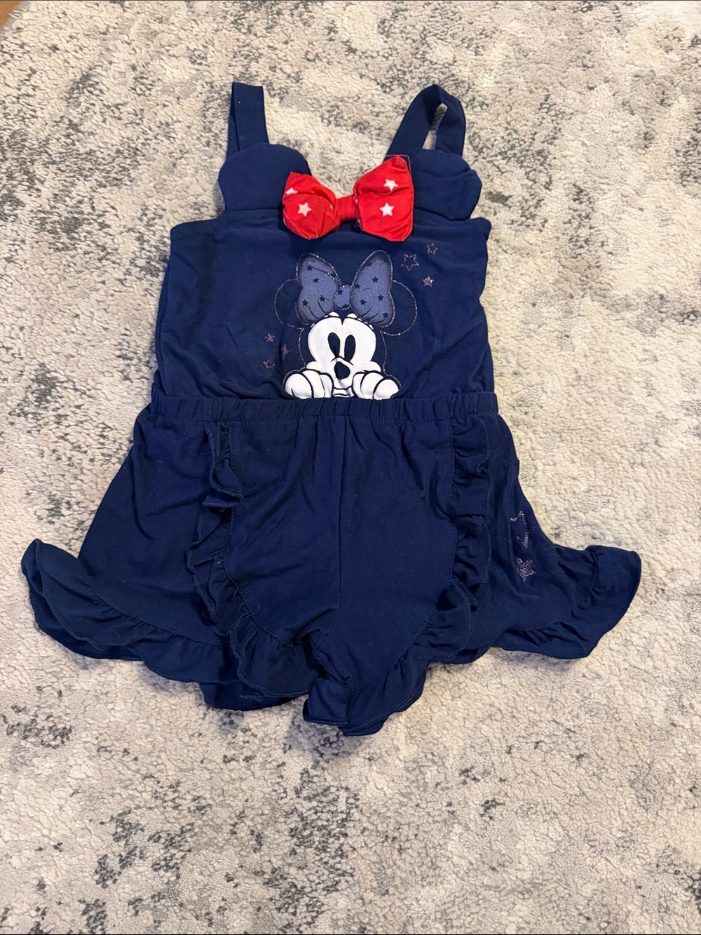 Disney Navy Blue and Red Minnie Mouse One-Piece Bodysuit